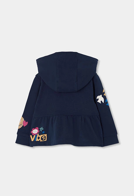 Veste molleton fille bleu marine imprimé fleurs