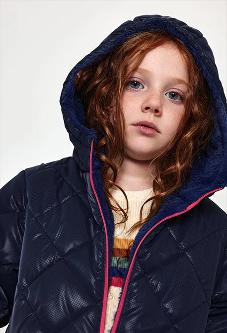 Parka teixit tècnic nena blau marí acolxada