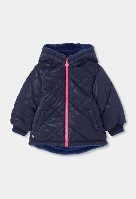 Parka tissu technique fille bleu marine matelassée
