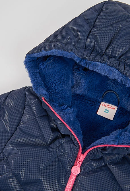 Parka tissu technique fille bleu marine matelassée