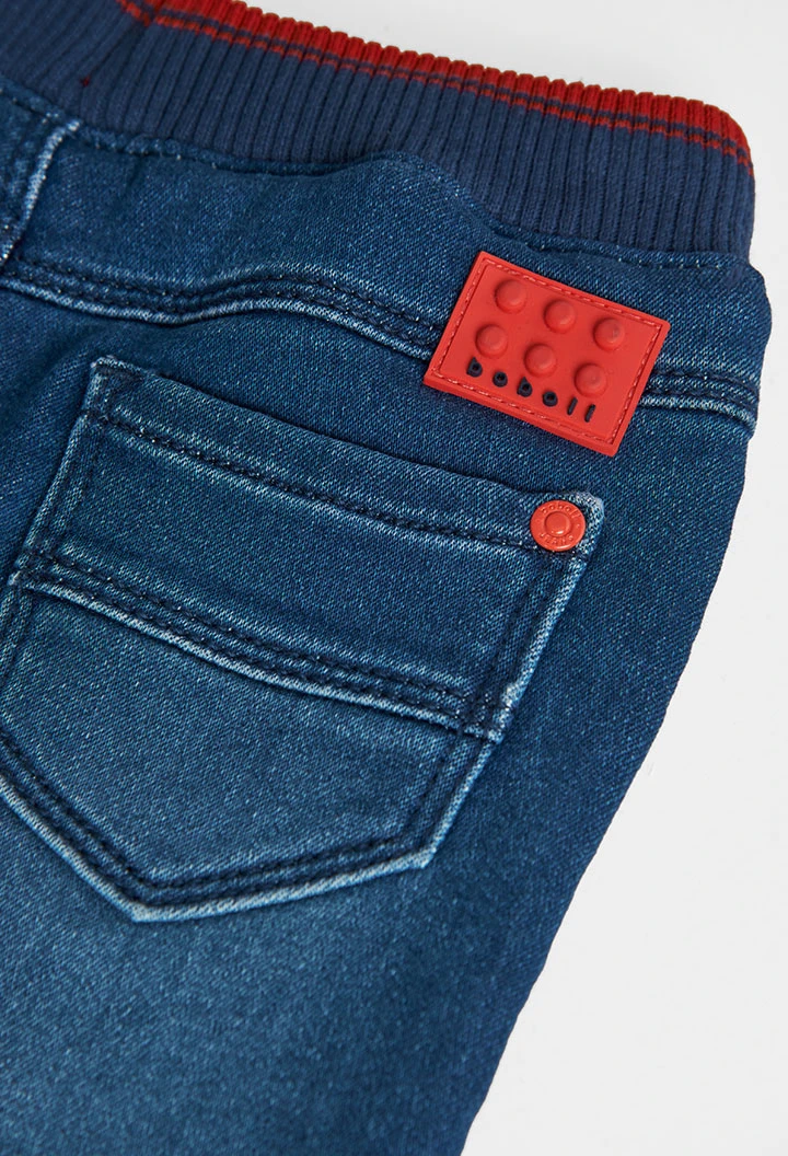 Pantaló denim punt de nadó nen blau   