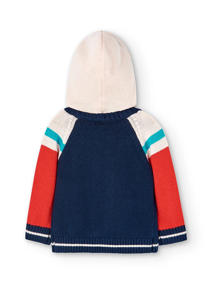 Chaqueta tricotosa con capucha de bebé azul marino
