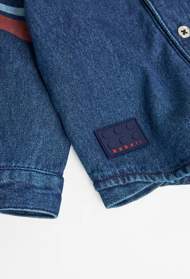 Camisa denim manga comprida para o bebé menino