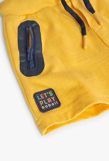Bermuda tricoté pour bébé garçon en couleur jaune