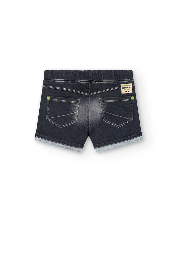 Jeans - Bermuda-Shorts gestrickt,  für Baby-Jungen, in Farbe Schwarz