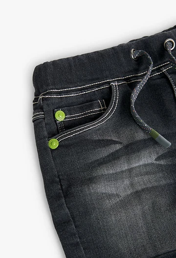 Jeans - Bermuda-Shorts gestrickt,  für Baby-Jungen, in Farbe Schwarz