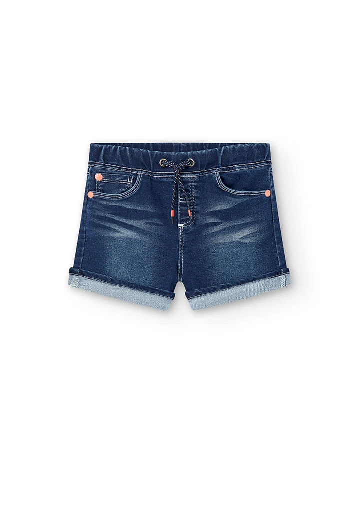 Jeans - Bermuda-Shorts gestrickt,  für Baby-Jungen, in Farbe Blau