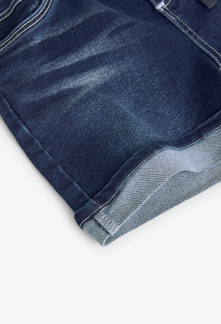 Jeans - Bermuda-Shorts gestrickt,  für Baby-Jungen, in Farbe Blau
