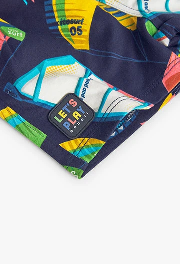 Fleece-Bermuda-Shorts,  für Baby-Jungen, mit Aufdruck,  in Farbe Marineblau