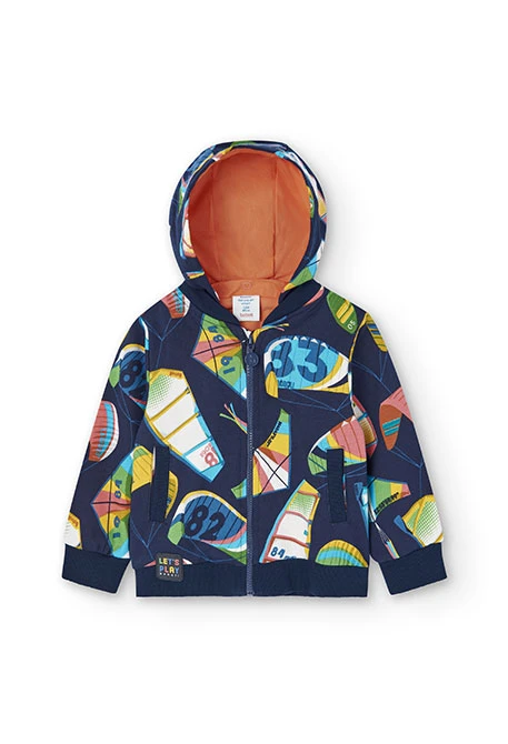 Printed baby boy plush jacket