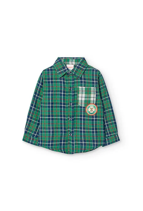 Camisa de criança em xadrez verde