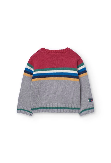 Pull tricoté pour bébé garçon en gris chiné