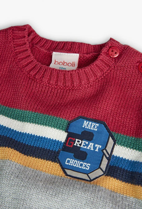 Pull tricoté pour bébé garçon en gris chiné