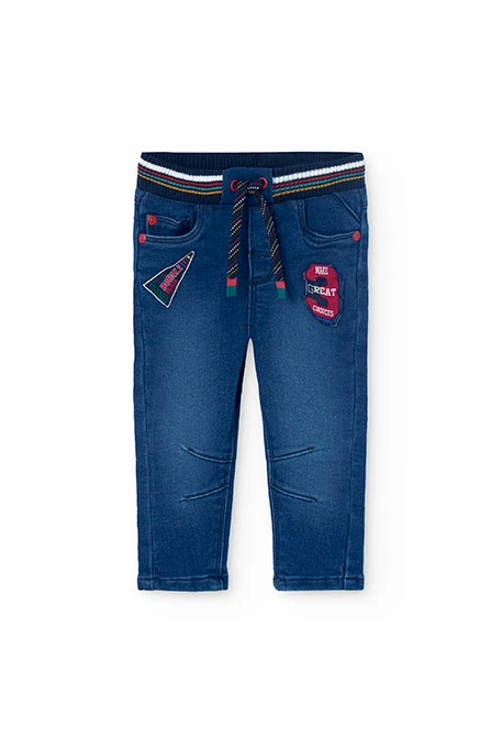 Pantalon en denim élastique pour bébé garçon en bleu