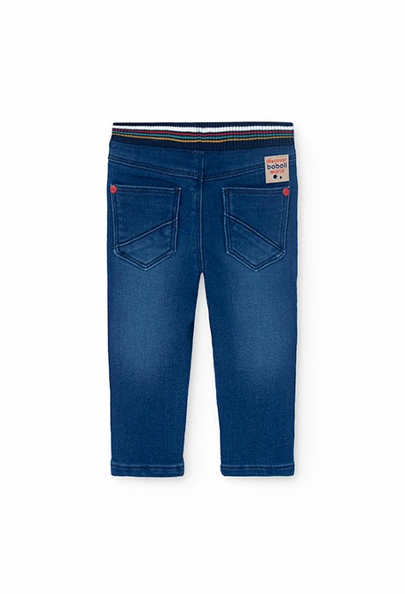 Pantalón denim elástico para bebé niño en azul