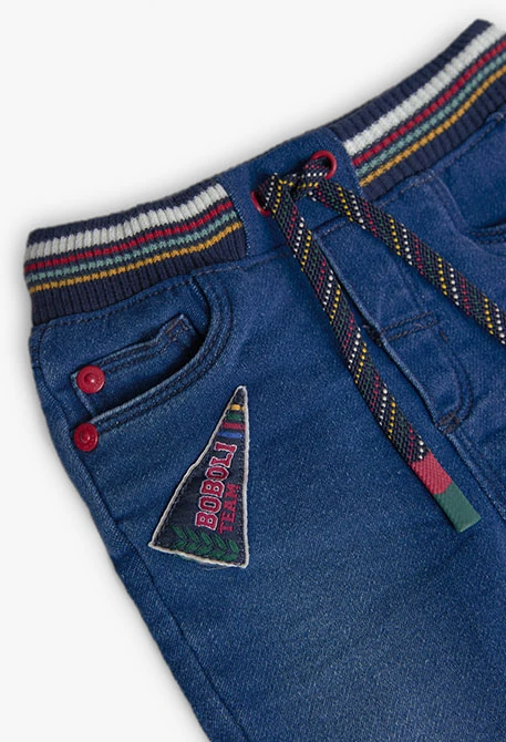 Pantalón denim elástico para bebé niño en azul