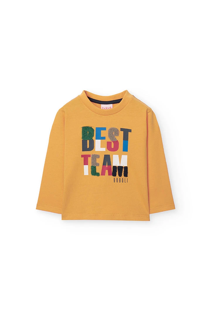 Camiseta de punto para bebé niño de color amarillo