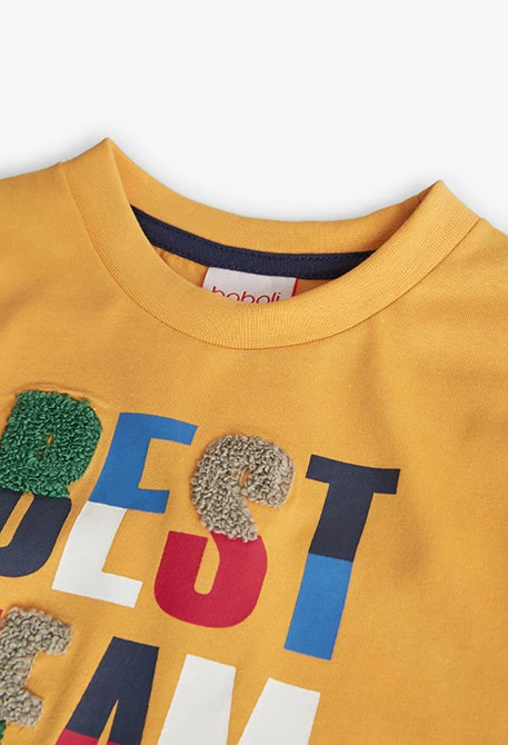 Camisola de malha para bebé menino de cor amarela