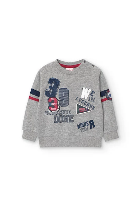 Fleece sweatshirt for baby boy in grey