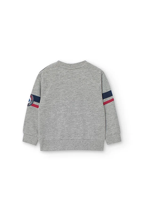 Fleece sweatshirt for baby boy in grey