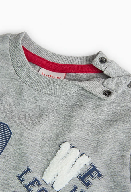 Fleece sweatshirt for baby boy in grey