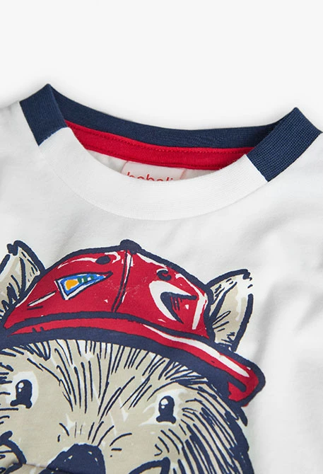 Maglietta in jersey per neonato maschio bianca con stampa