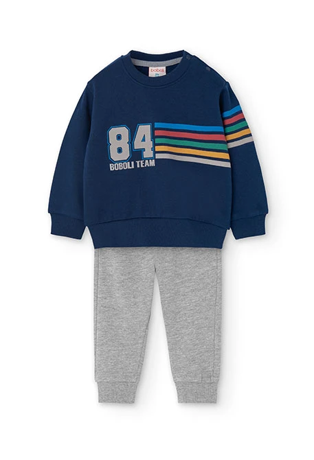 Completo con felpa e pantaloni a maglia per neonato in blu navy