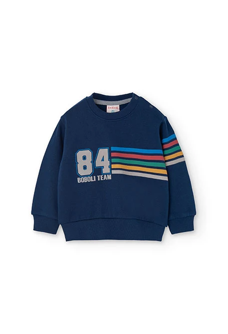 Conjunto de sweatshirt e calças de malha para bebé menino em azul-marinho
