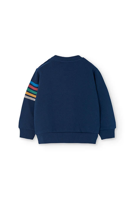 Conjunto de sweatshirt e calças de malha para bebé menino em azul-marinho