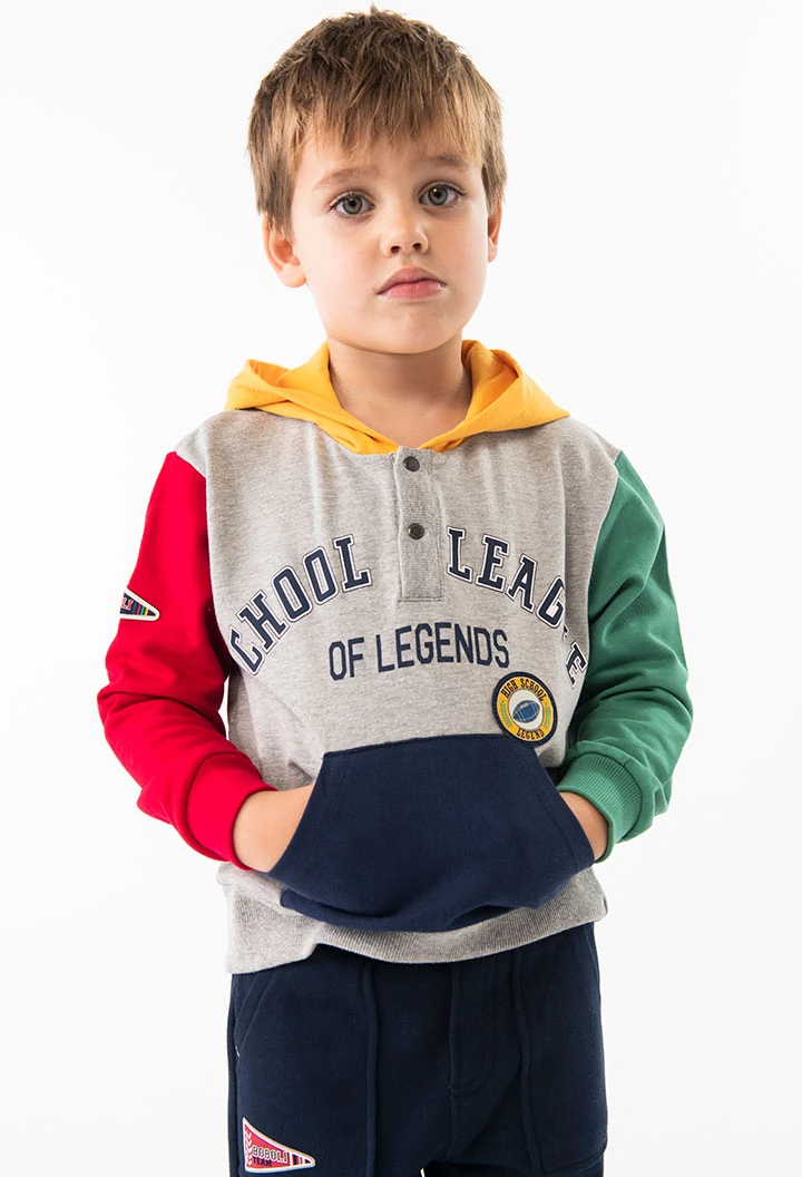 Sudadera de felpa para bebé niño en gris con bordado