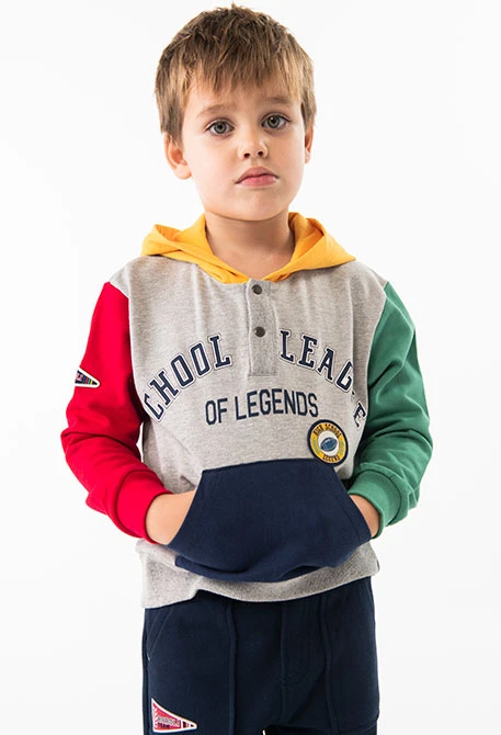 Sudadera de felpa para bebé niño en gris con bordado