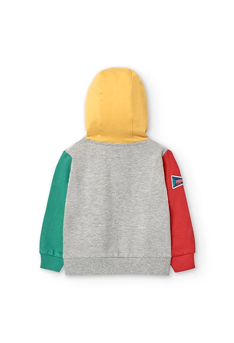 Sweatshirt de pelfa para bebé menino em cinza com bordado