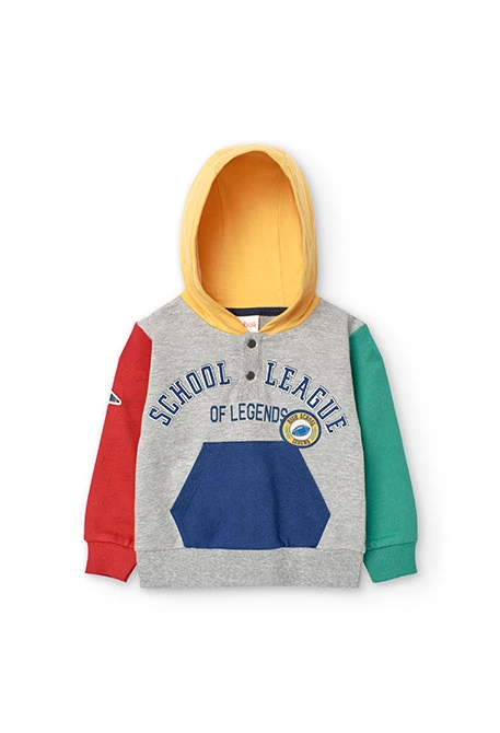 Sweatshirt de pelfa para bebé menino em cinza com bordado