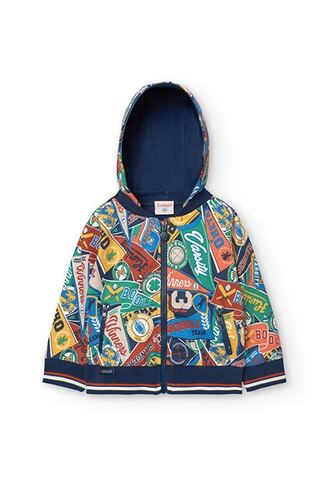 Printed fleece jacket for baby boy