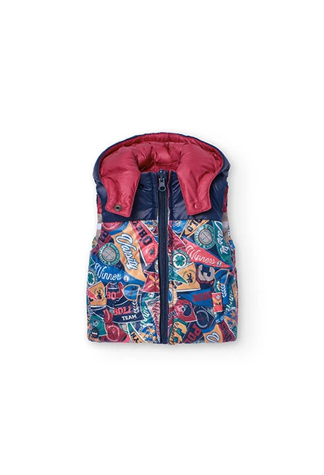 Gilet reversibile per neonato con stampa blu navy