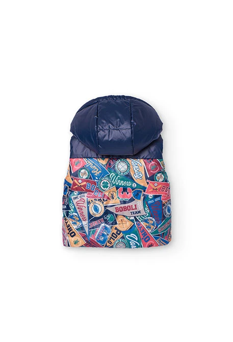 Chaleco reversible para bebé niño con estampado azul marino