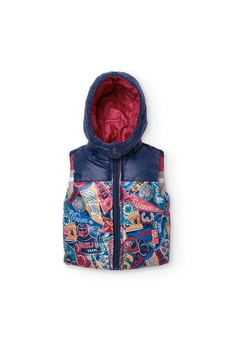 Chaleco reversible para bebé niño con estampado azul marino