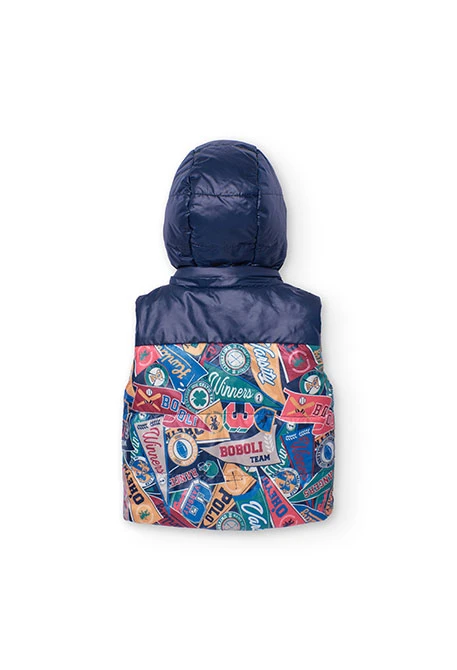 Chaleco reversible para bebé niño con estampado azul marino