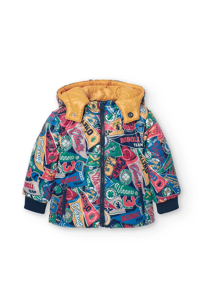 Reversible printed parka for baby boy