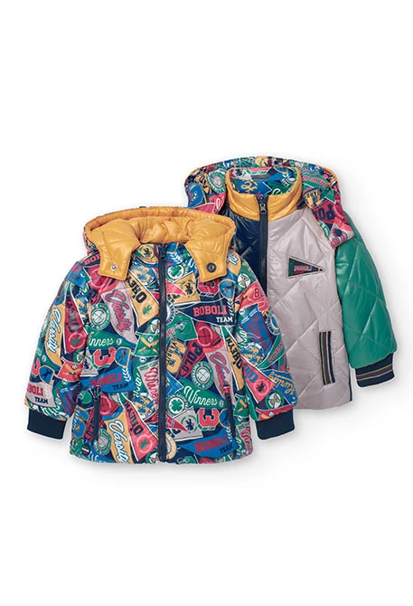 Reversible printed parka for baby boy