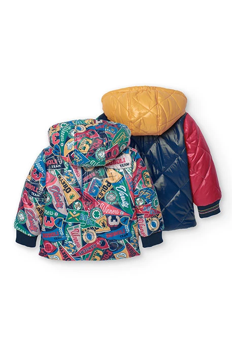 Parka reversible para bebé niño estampada