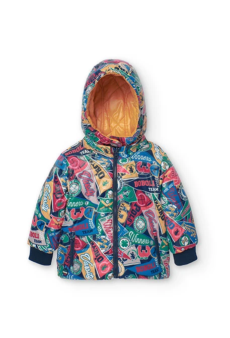 Parka reversible per a nadó nen estampada