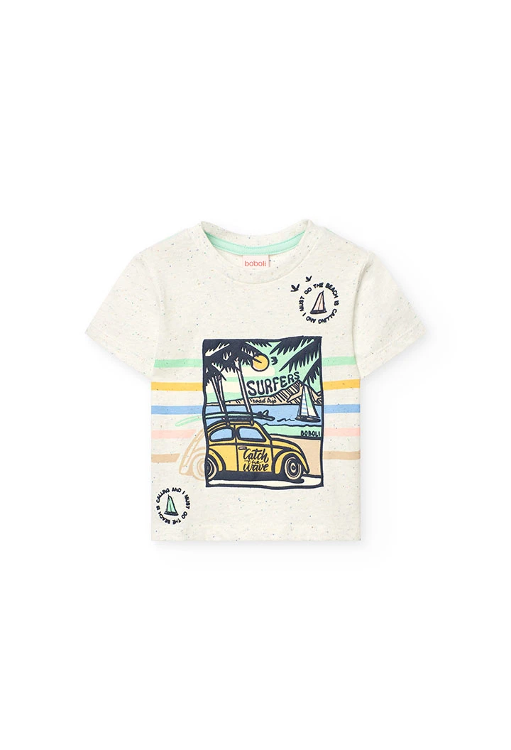 Maglietta a maglia per neonato in bianco