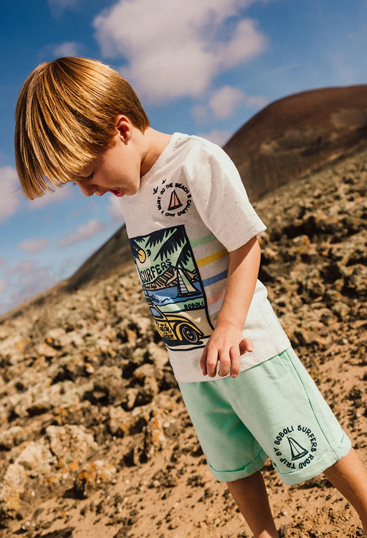 Bermuda a maglia per bambino in colore verde