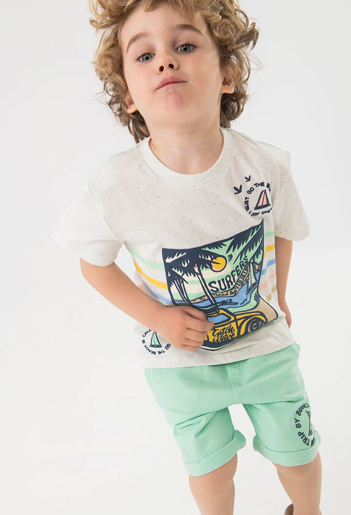 Bermuda a maglia per bambino in colore verde