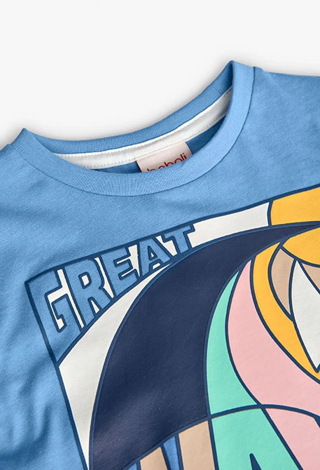 Strick-T-Shirt für Babyjungen in Hellblau