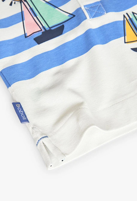 Polo en maille pour bébé garçon de couleur blanche avec un imprimé nautique