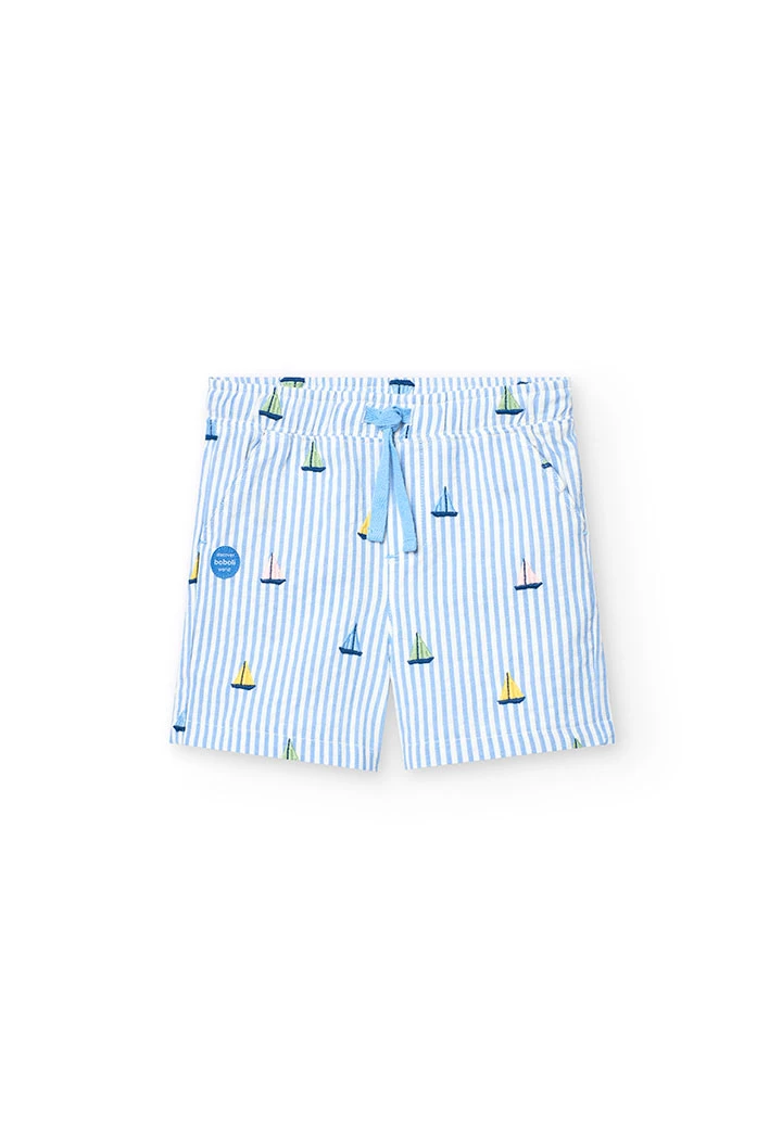 Baby boy poplin shorts striped in blue