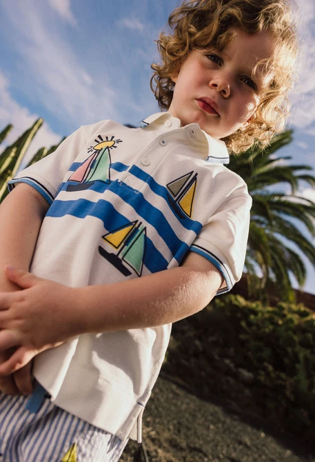 Baby boy poplin shorts striped in blue