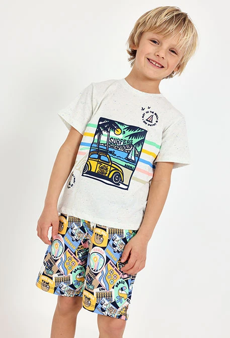 Fleece shorts for baby boy with print